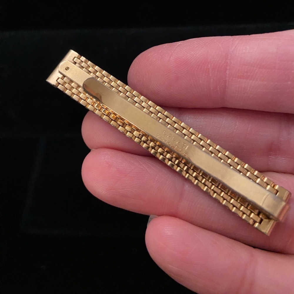 NANASI 12KT GF Woven Gold Tie Clip Vintage - Picture 2 of 6